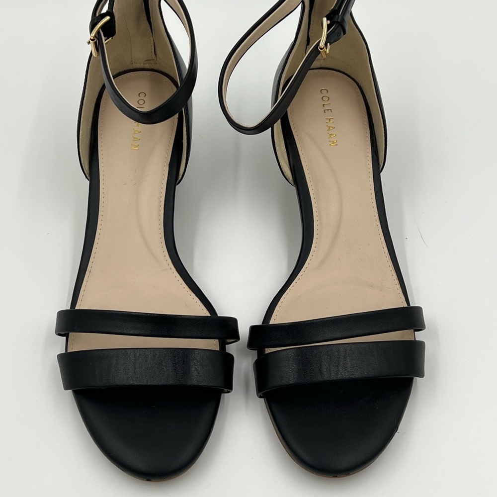 Cole Haan Women's Black Leather Ankle Strap Sandals Sz. 8.5